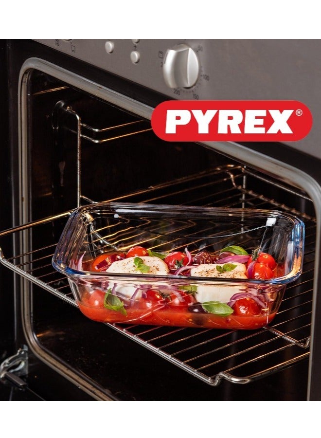 Pyrex Cook&Go 3.5L Rectangle Storage Dish with Airtight Lid - Versatile Freezer-to-Oven Solution Blue 3.5Liters