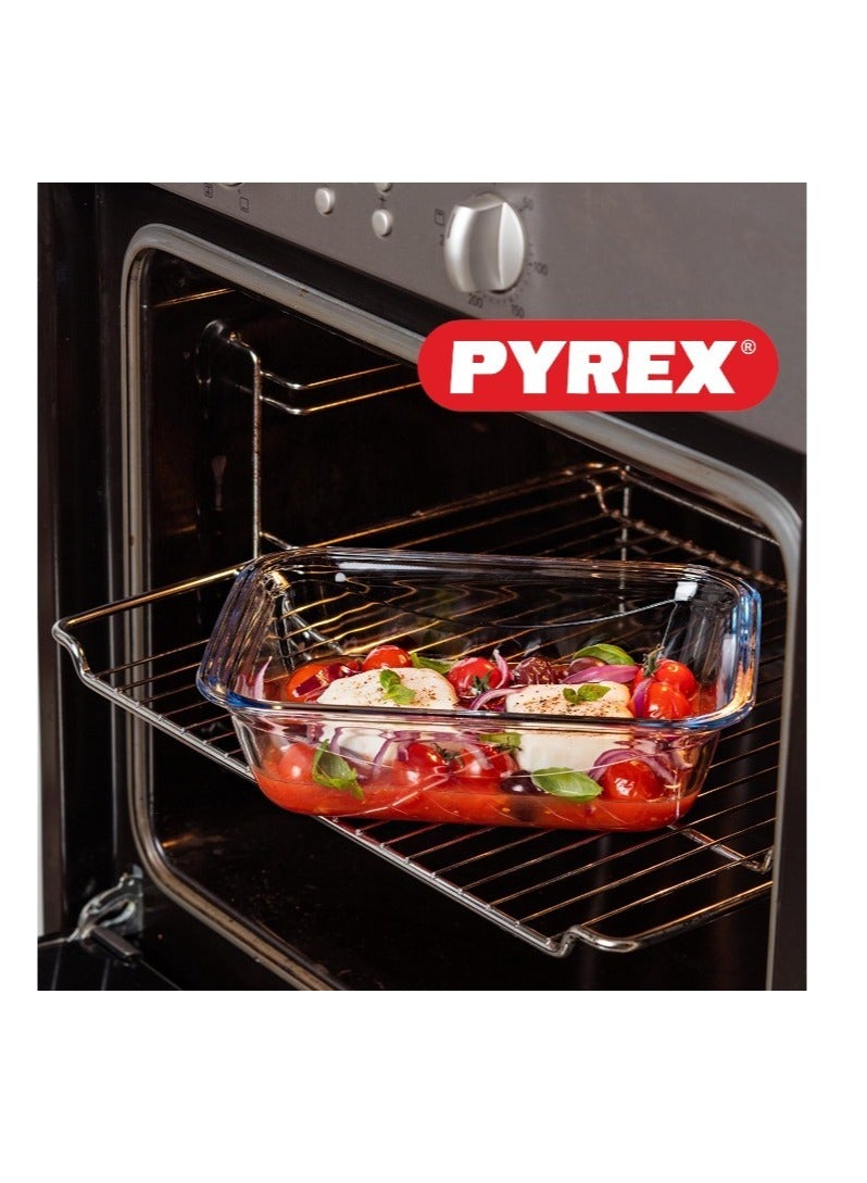 Pyrex Cook&Go 1.7L Rectangle Storage Dish with Airtight Lid - Versatile Freezer-to-Oven Solution Blue 1.7Liters