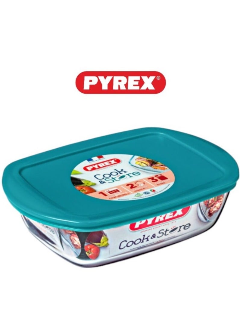 Pyrex Cook & Store Rectangular Roaster with Lid - 2.5L Capacity for Versatile Cooking and Storing Green 2.5Liters