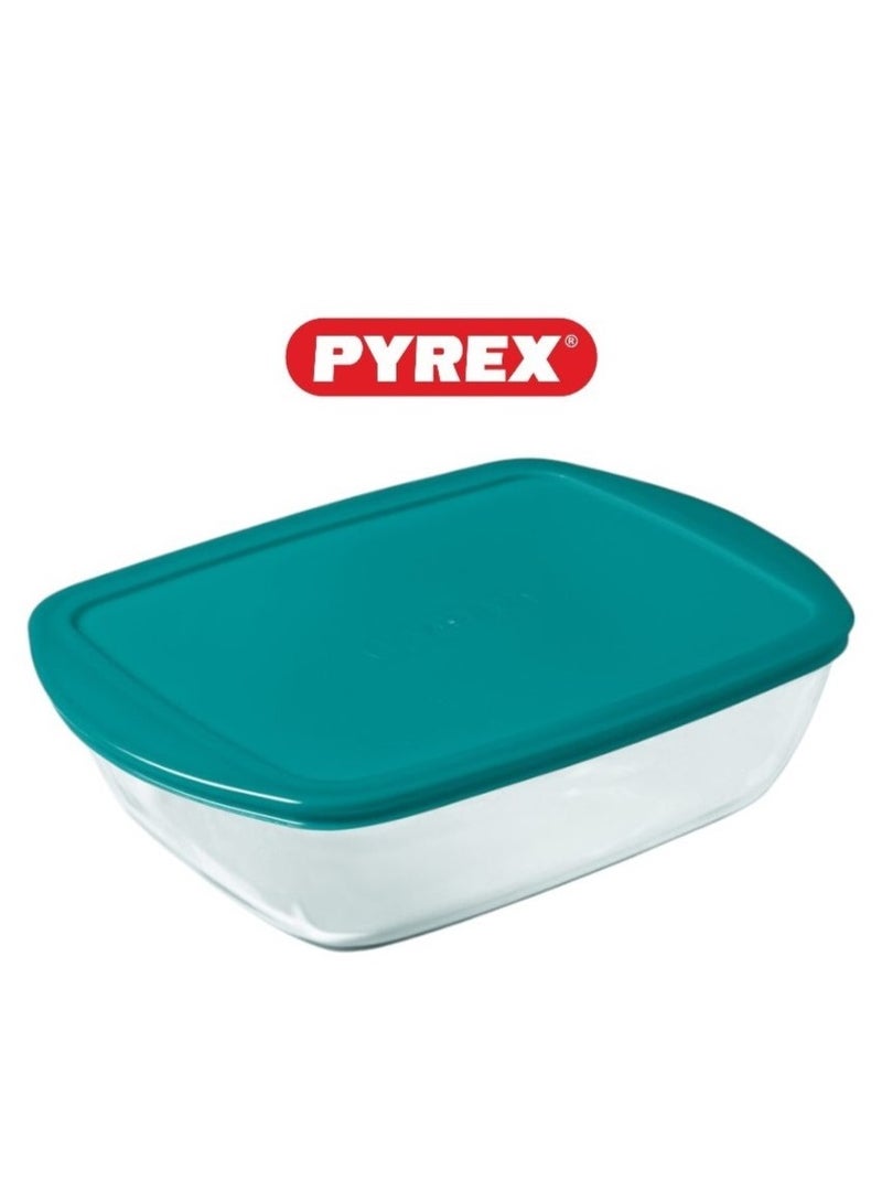 Pyrex Cook & Store Rectangular Roaster with Lid - 2.5L Capacity for Versatile Cooking and Storing Green 2.5Liters