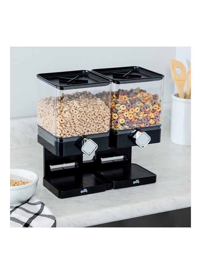 Double Cereal Dispenser Storage Container Black/Clear