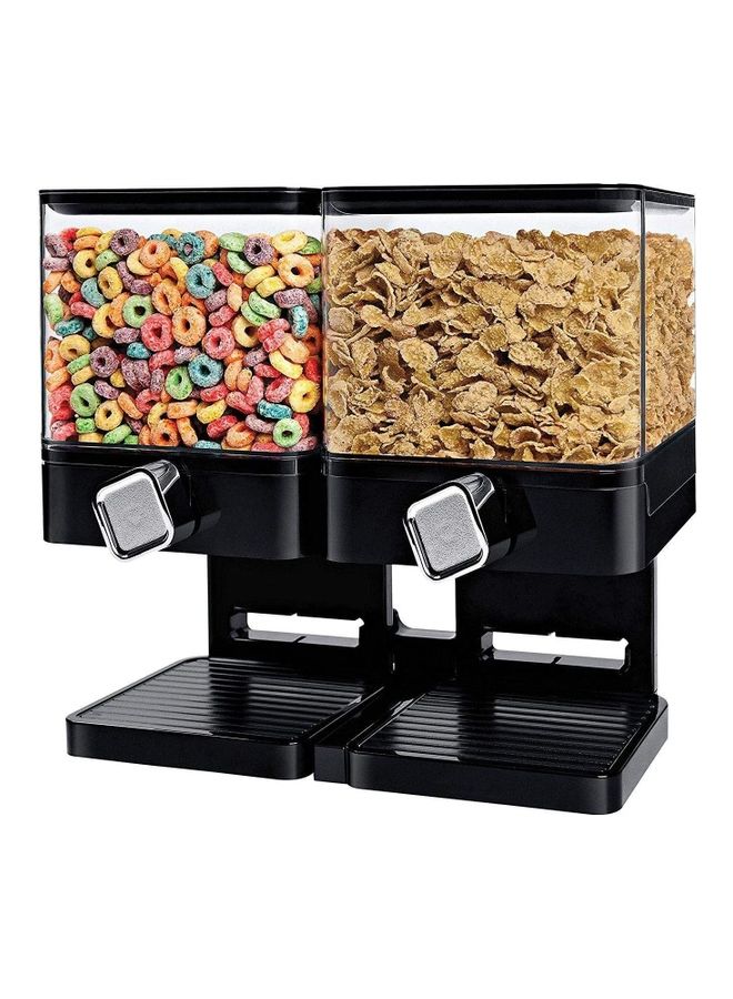 Double Cereal Dispenser Storage Container Black/Clear