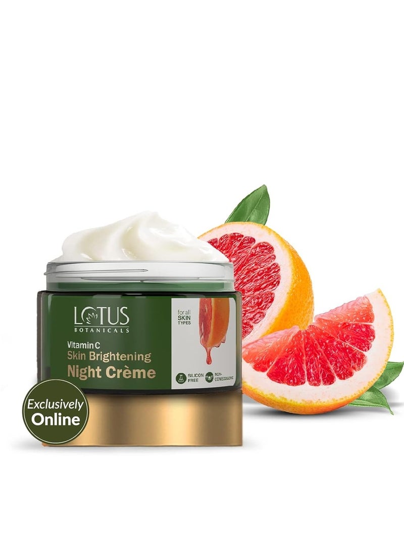 Lotus Botanicals Vitamin C Skin Brightening Night Creme | 100x Vitamin C | Brightens, Replenishes, Repairs and Rejuvenates Skin Overnight | No Parabens, No Preservatives, No Toxic Chemicals | 50g