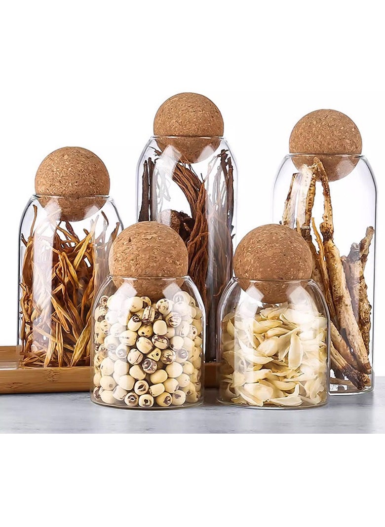 3 Pcs Cork Glass Jar Glass Bottle Sealed Jar Nut Storage Jar Container with Cork Ball Lid