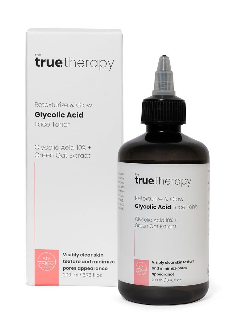 The True Therapy Retexturize 10% Glycolic Acid Toner, Face Toner For Glowing Skin, Pore Tightening Toner For Men & Women, All Skin Types, Numbuzin Toner With Witch Hazel - 200 Ml