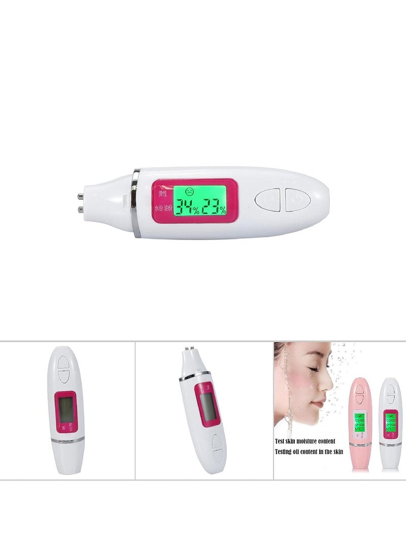 Facial Skin Tester, 2 Colors Digital LCD Display Precision Skin Sensor Tester Facial Water Oil Analyzer (White)