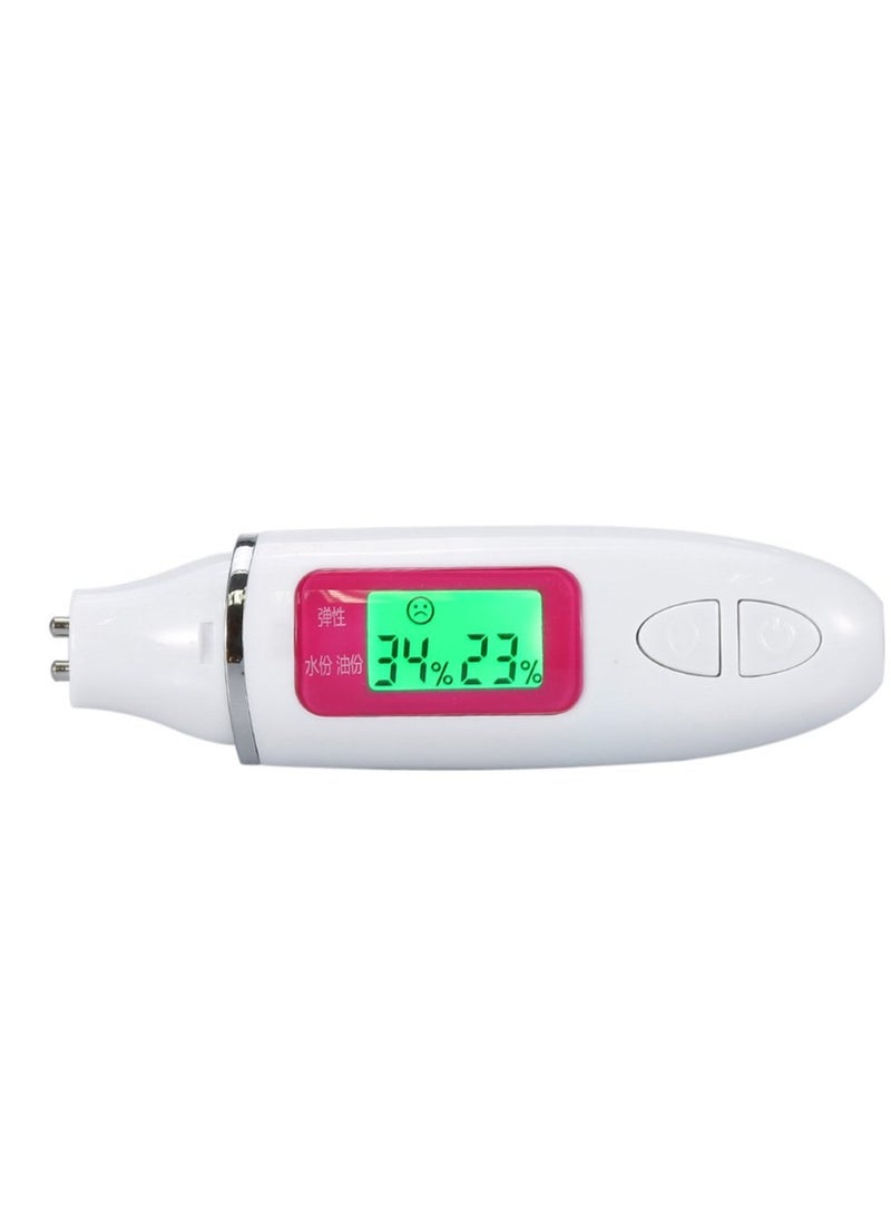 Facial Skin Tester, 2 Colors Digital LCD Display Precision Skin Sensor Tester Facial Water Oil Analyzer (White)