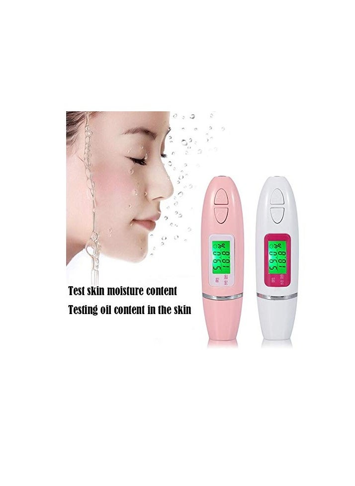 Facial Skin Tester, 2 Colors Digital LCD Display Precision Skin Sensor Tester Facial Water Oil Analyzer (White)