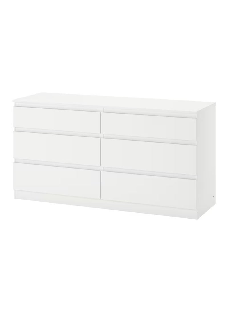 Chest of 6 Drawers Clothes Organizer Both Favourite Clothes and Extra Bedding Particleboard & Fibreboard White 140x72 cm