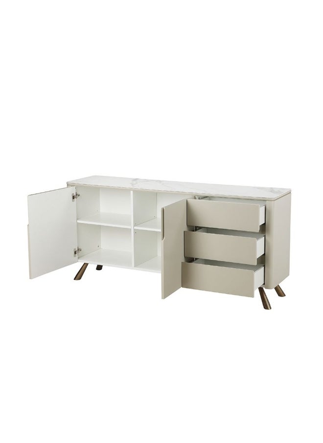 Arthur Buffet Cabinet Strong And Sturdy Kitchen Organiser Rack Modern Design Sideboard Cabinet Side Board For Dining Room Bar Kitchen L160Xw40Xh75Cm - White/Grey