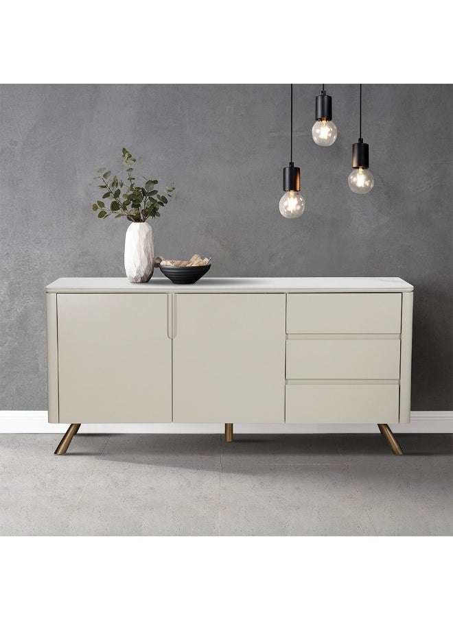 Arthur Buffet Cabinet Strong And Sturdy Kitchen Organiser Rack Modern Design Sideboard Cabinet Side Board For Dining Room Bar Kitchen L160Xw40Xh75Cm - White/Grey