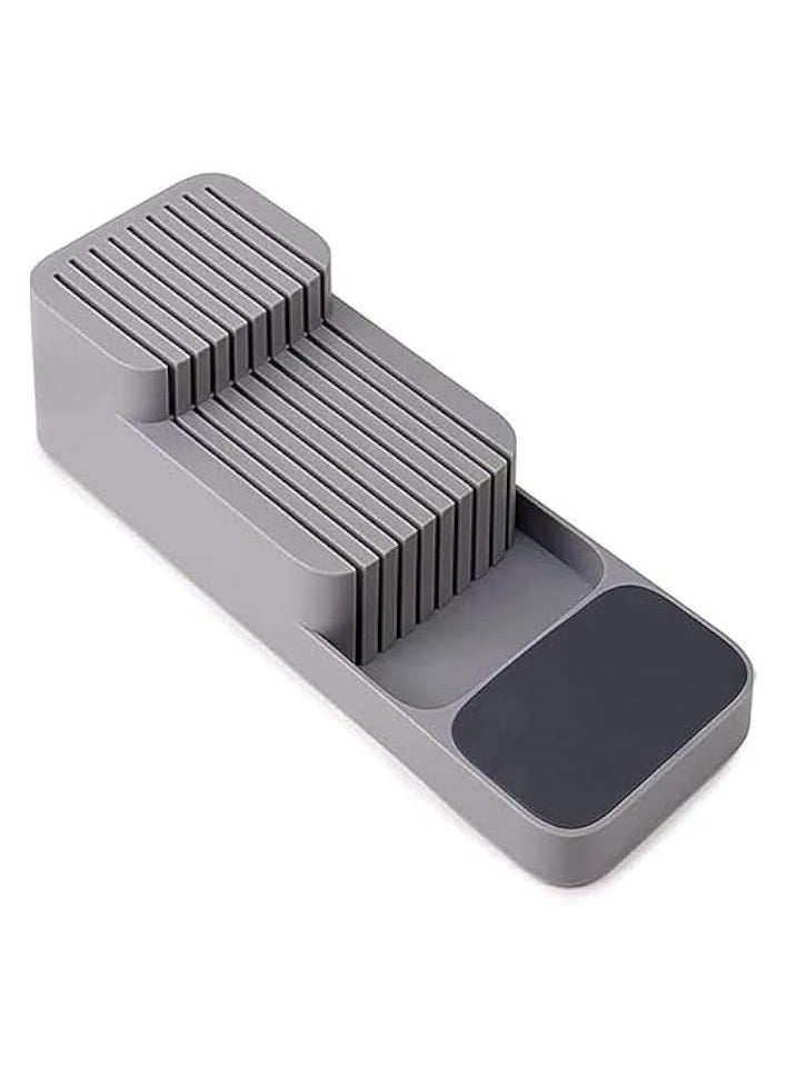 Knife Drawer Organizer | 2-Tier Plastic Knife Storage Insert for Kitchen Drawers | Compact & Space-Saving Knife Holder for Small and Large Knives | Cutlery Organizer for Kitchen Storage