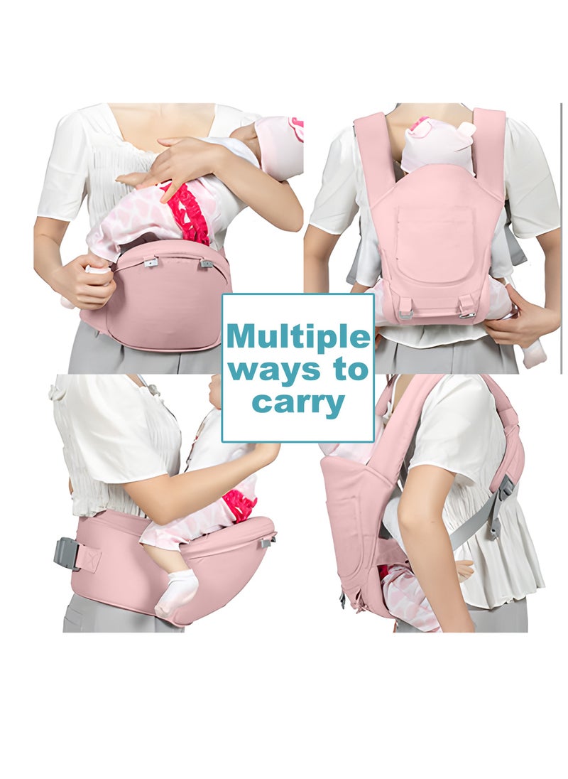 Multifunctional Baby Cradle, Single Stool, Baby Carrier Waist Stool in Light Pink