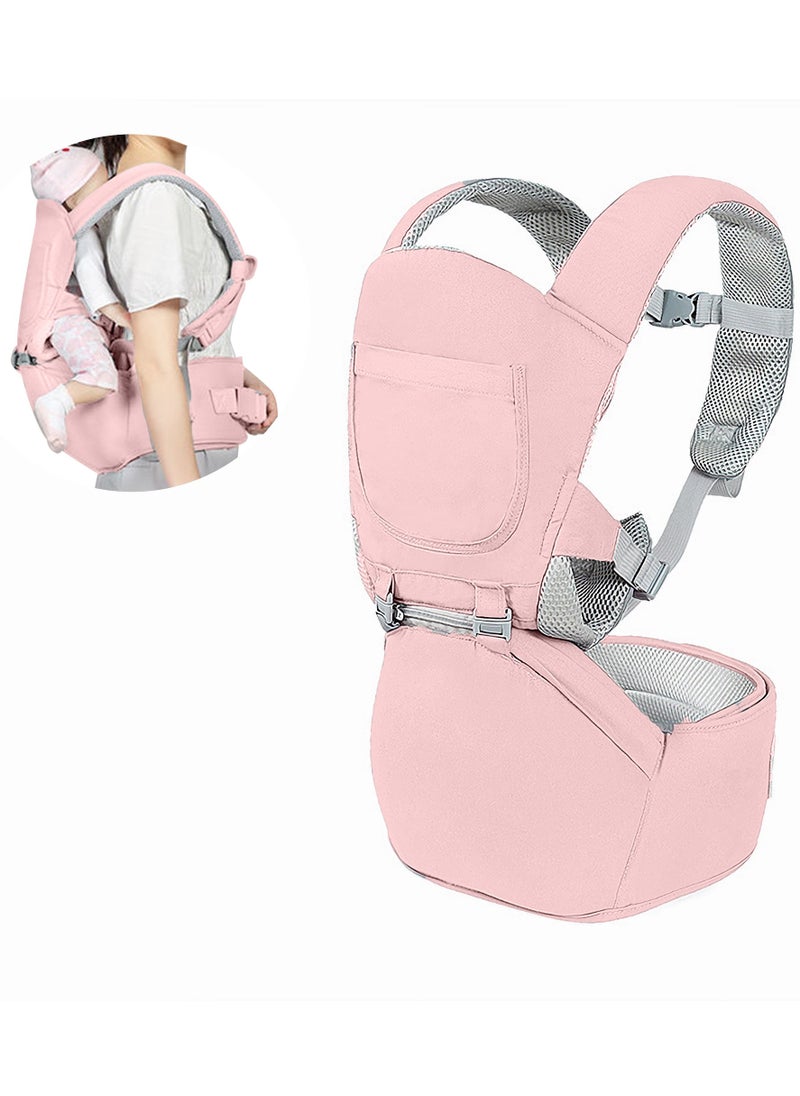 Multifunctional Baby Cradle, Single Stool, Baby Carrier Waist Stool in Light Pink