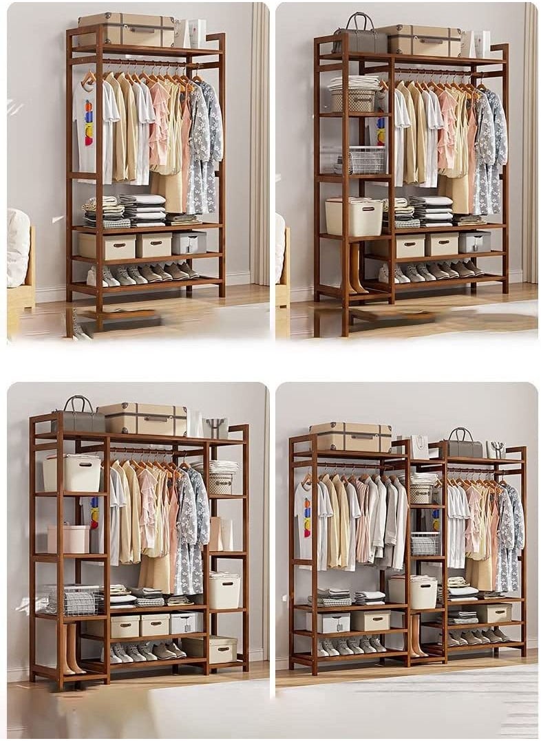 Bedroom solid wood wardrobe, economical shelf, room hanger, floor storage hat shelf. clothes storage (150*170*30)