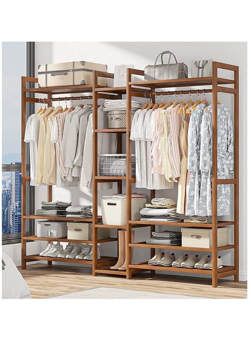 Bedroom solid wood wardrobe, economical shelf, room hanger, floor storage hat shelf. clothes storage (150*170*30)