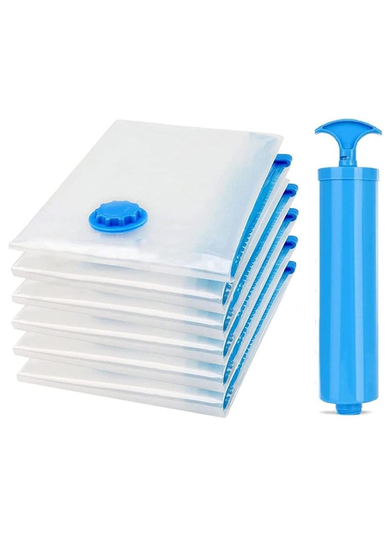 7-Piece Vacuum Space Saver Reusable Sealer Storage Bag With Suction Pump  60x80cm