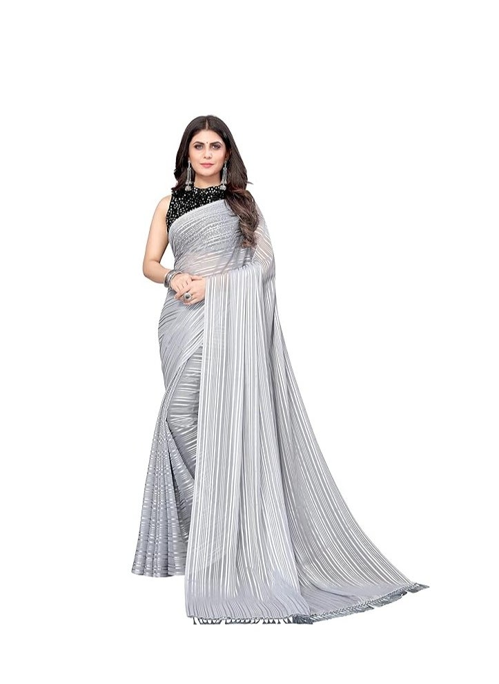 Women's Georgette Saree With Jari & Velvet Blouse with Sequence