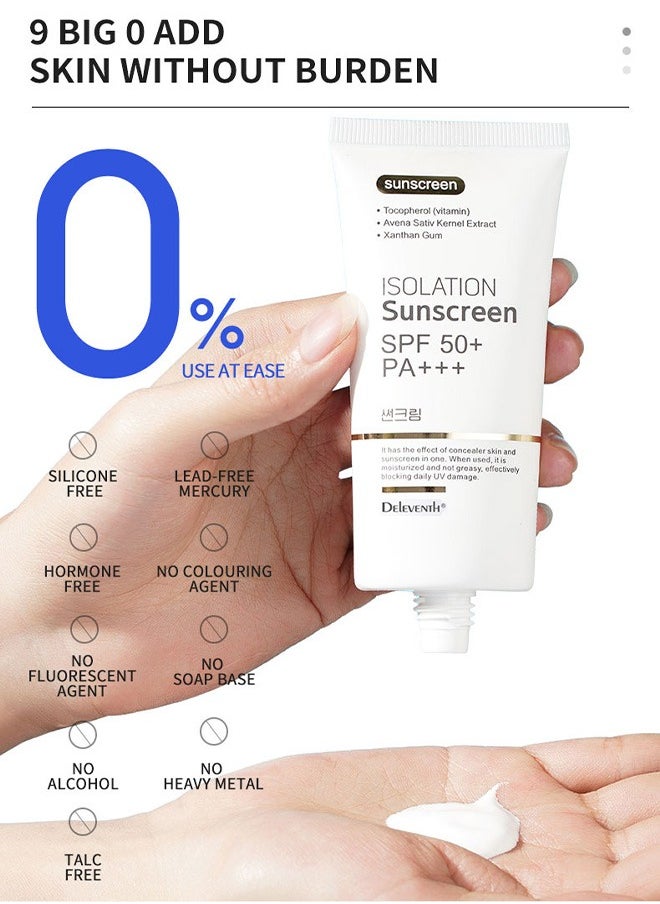 50g Sunscreen, SPF 50+ PA+++ Oil Free Cream, for Face and Sensitive Skin