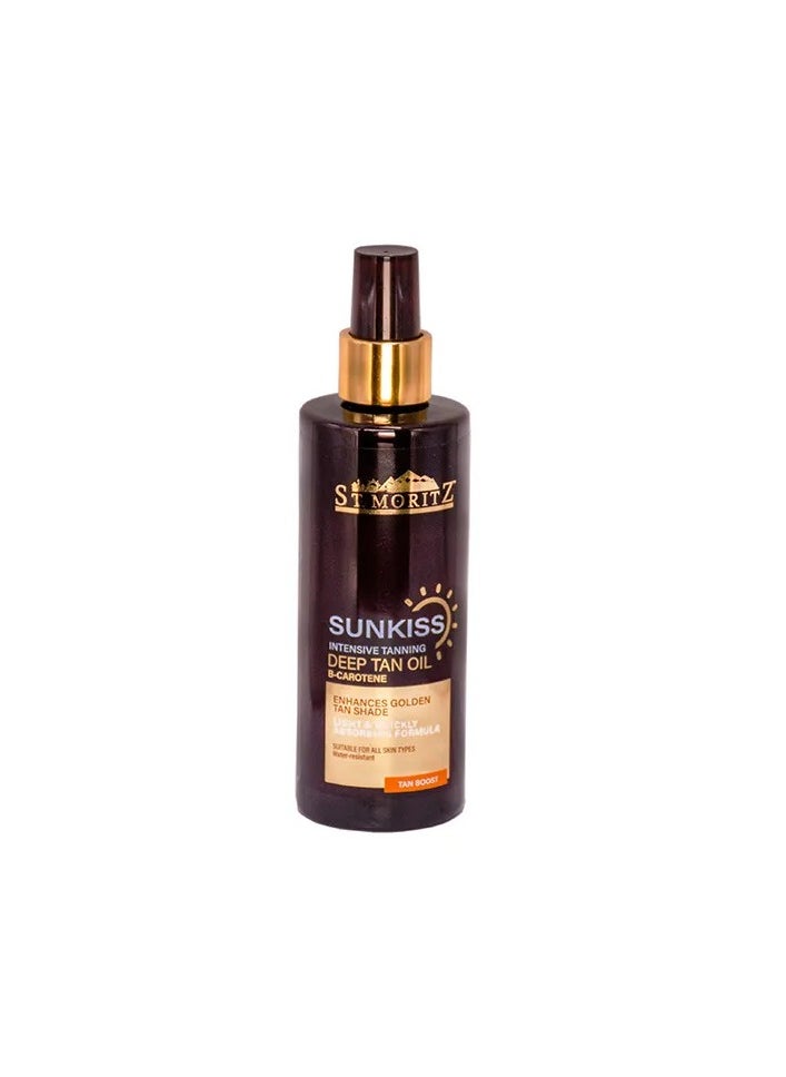 St. Moritz Sun Kiss Deep Tan Oil | Intensive Tanning with Beta-Carotene | 250ml | Golden Tan Boost