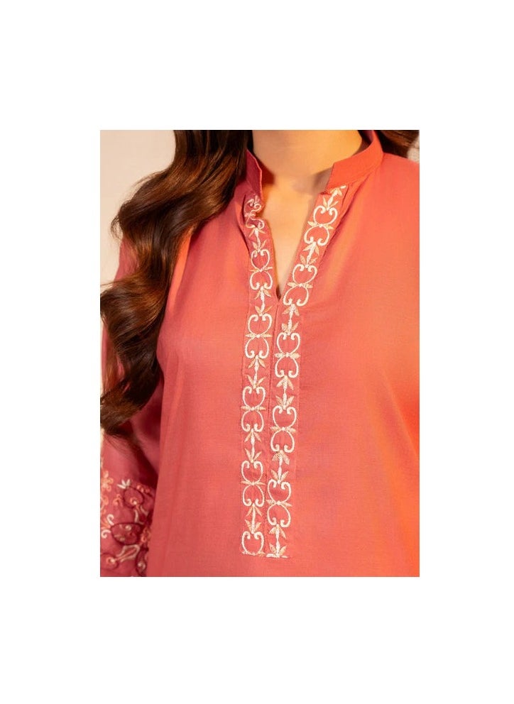 Tea Rose Embroidered Cotton Kurta Set