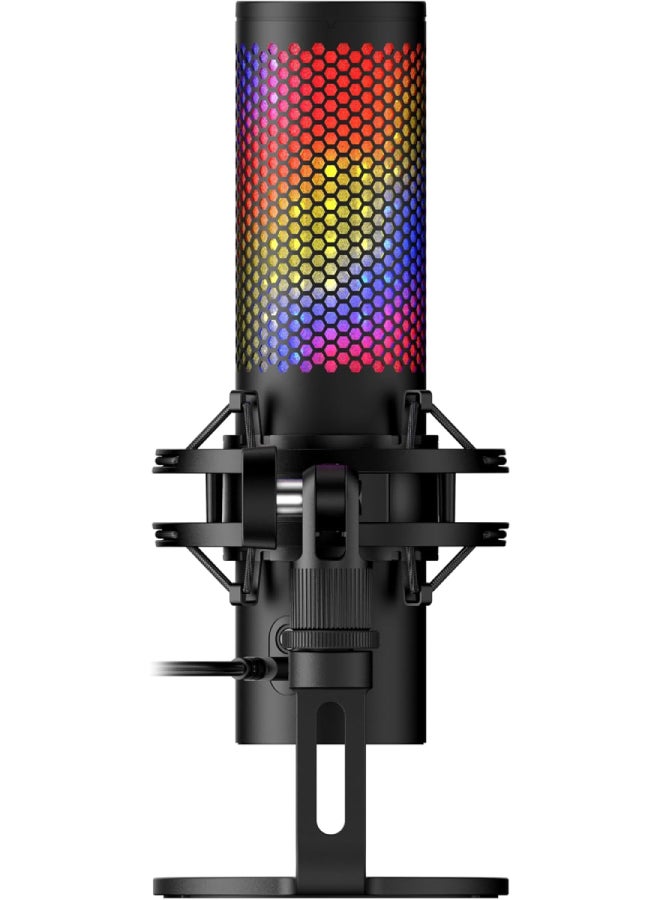 HyperX QuadCast 2 S – USB Microphone, with RGB Lighting, Streaming and Podcasting, with On-Board Controls, LED Lighting, Removable Shock Mount, PC, Mac, USB-C - Black