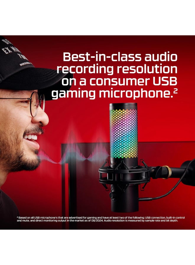 HyperX QuadCast 2 S – USB Microphone, with RGB Lighting, Streaming and Podcasting, with On-Board Controls, LED Lighting, Removable Shock Mount, PC, Mac, USB-C - Black