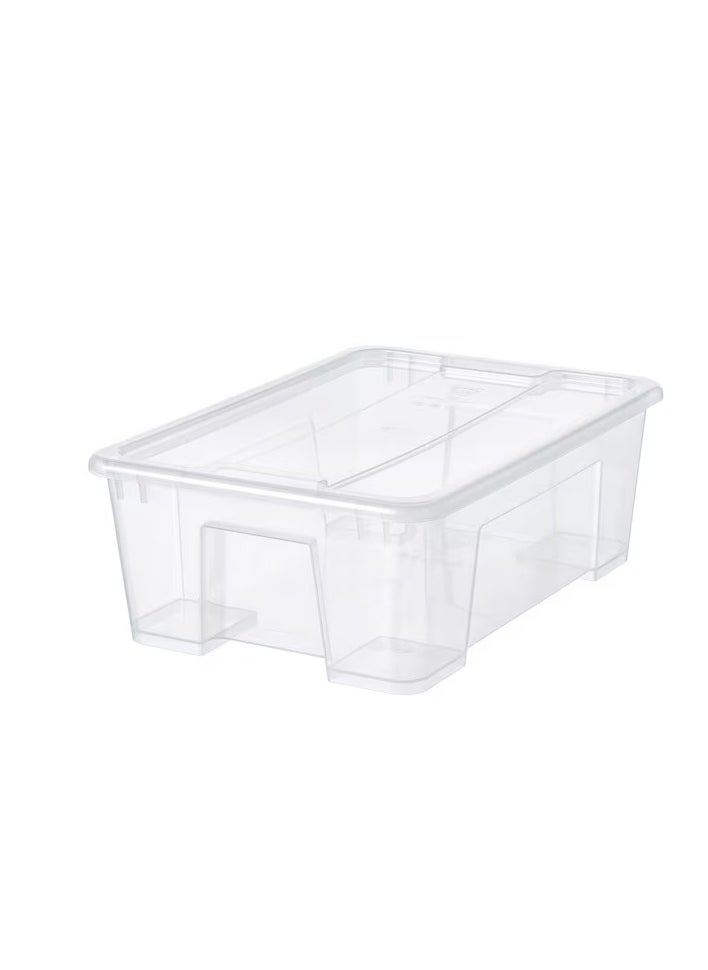 SAMLA Box with lid, transparent, 39x28x14 cm/11 l