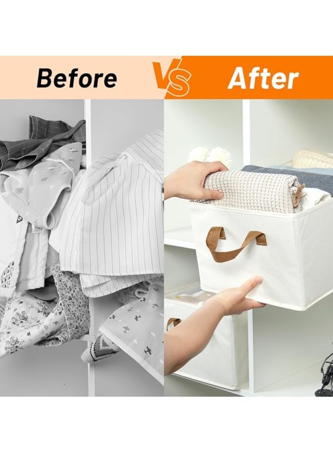 Pack of 2 Collapsible Storage Boxes – Large Fabric Storage Baskets with Handles, Storage Organizer for Shelves, Closets, Home, and Office, Durable, Space-Saving, Easy to Store and Organize Items