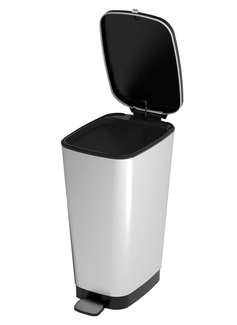 Kis Chic Waste Container, Silver, 10L with Foot Pedal, 18 x 27 x 30 cm