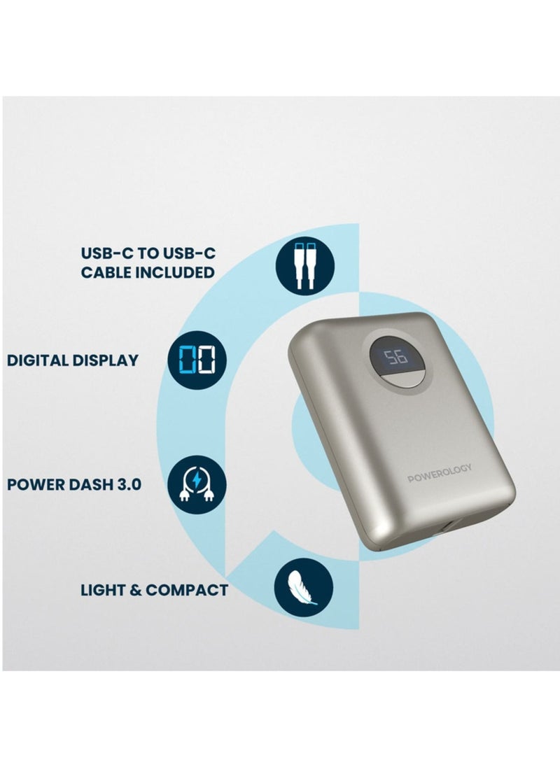 10000mAh Power Bank with PD 20W, Power Dash 3.0, Ultra Compact & Light Design, Digital Display - Titanium