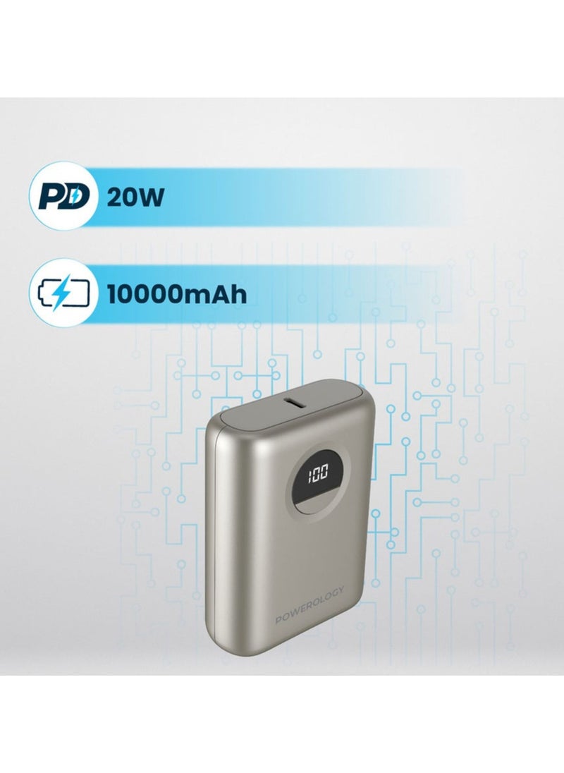 10000mAh Power Bank with PD 20W, Power Dash 3.0, Ultra Compact & Light Design, Digital Display - Titanium