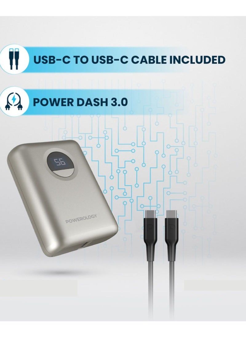 10000mAh Power Bank with PD 20W, Power Dash 3.0, Ultra Compact & Light Design, Digital Display - Titanium