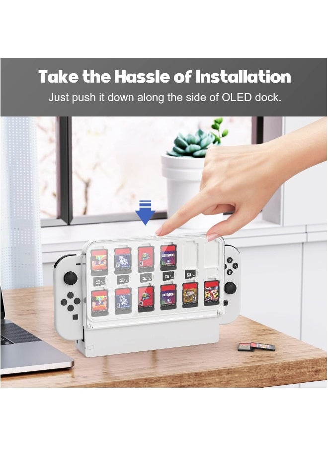 Game Card Case Base Compatible for Nintendo Switch OLED, Clear Game Card Storage Case Mount for Nintendo Switch OLED With 12 Game Card Slots and 6 Micro SD Card Slots
