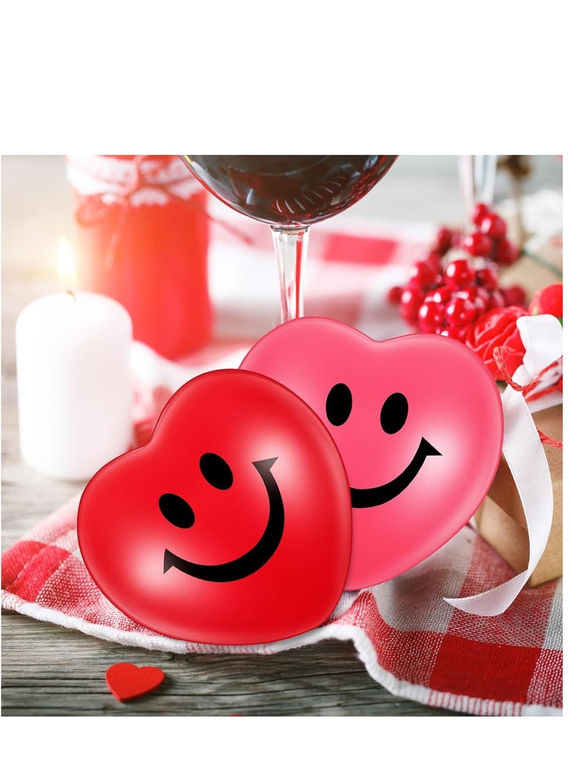 Red Heart Stress Balls, 15 PCS Valentine's Day Foam Heart Shaped Smile Balls Stress Relief Toys Face Squeeze Balls for Kids and Adults Party Favors Gifts Finger Exercise