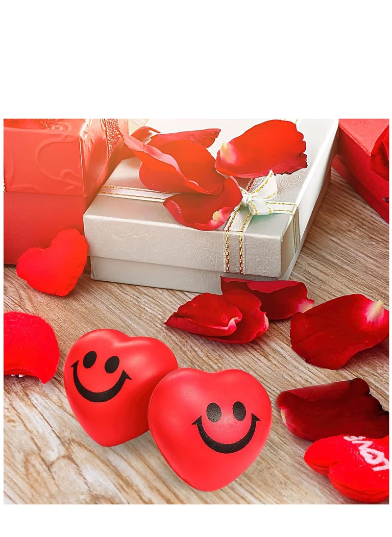 Red Heart Stress Balls, 15 PCS Valentine's Day Foam Heart Shaped Smile Balls Stress Relief Toys Face Squeeze Balls for Kids and Adults Party Favors Gifts Finger Exercise