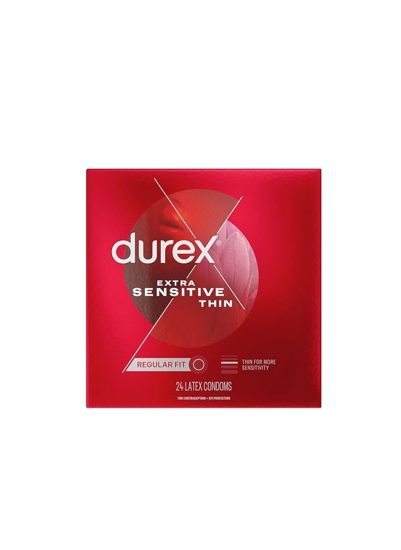 Extra Sensitive, Ultra Fine, and Extra Lubricated Natural Latex Condom 24 Count