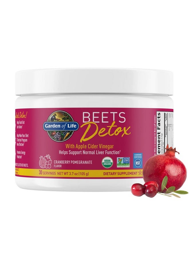 Garden of Life Organic Beet Root Powder with Antioxidants, Vitamin C, Probiotics & Apple Cider Vinegar for Digestive & Liver Health - Beets Detox - Vegan, Non GMO, Cranberry Pomegranate, 30 Servings