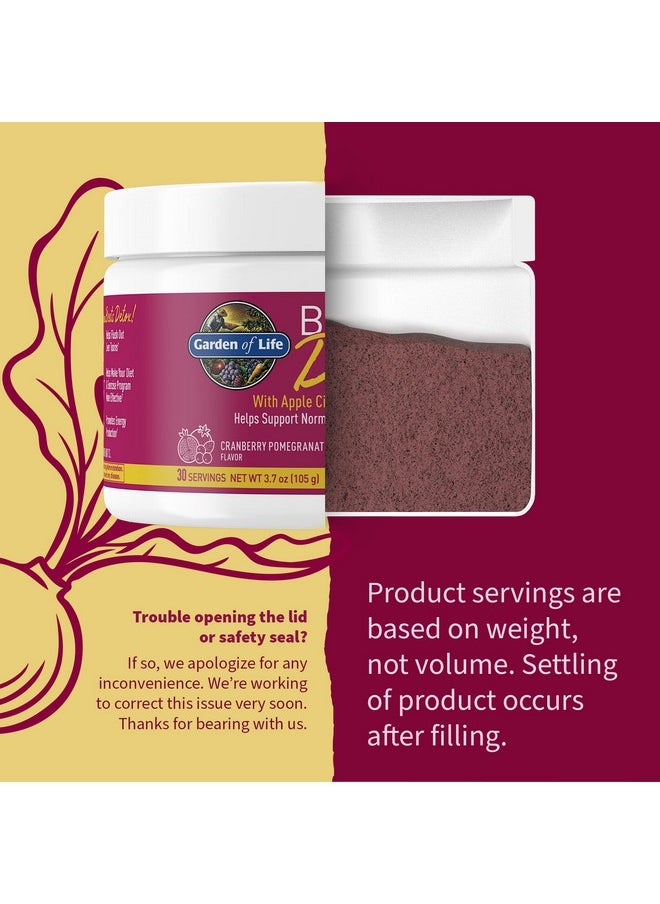 Garden of Life Organic Beet Root Powder with Antioxidants, Vitamin C, Probiotics & Apple Cider Vinegar for Digestive & Liver Health - Beets Detox - Vegan, Non GMO, Cranberry Pomegranate, 30 Servings