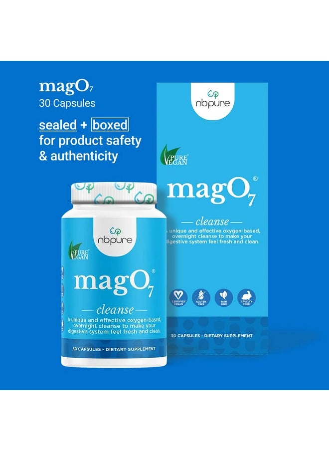 nbpure MagO7 - Natural Colon Cleanse & Detox - Occasional Constipation Relief, Stool Softening, & Bloating Support for Men & Women - Ozonated Magnesium Oxide, 30 Capsules