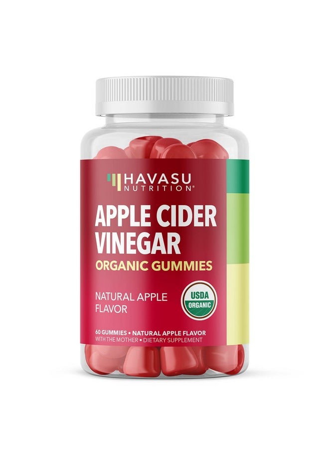 Organic Apple Cider Vinegar Gummies - ACV Gummies to Support Digestive Health and Gut Flora for Digestion - Natural Apple Flavor - 60 Organic, Vegan, and Non-GMO Apple Cider Vinegar Gummies