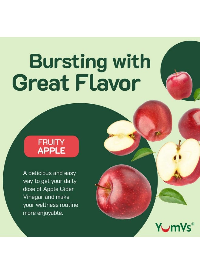 Apple Cider Vinegar Gummies with The Mother + Ginger by YumVs | Non GMO, Vegetarian Supplement for Women & Men | Heart Health and Digestive Support | Natural Apple Flavor Chewables - 60 Count
