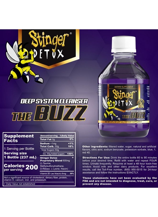 Stinger Detox Buzz 5X Extra Strength Drink - Grape Flavor - 8 FL OZ - 2 Pack