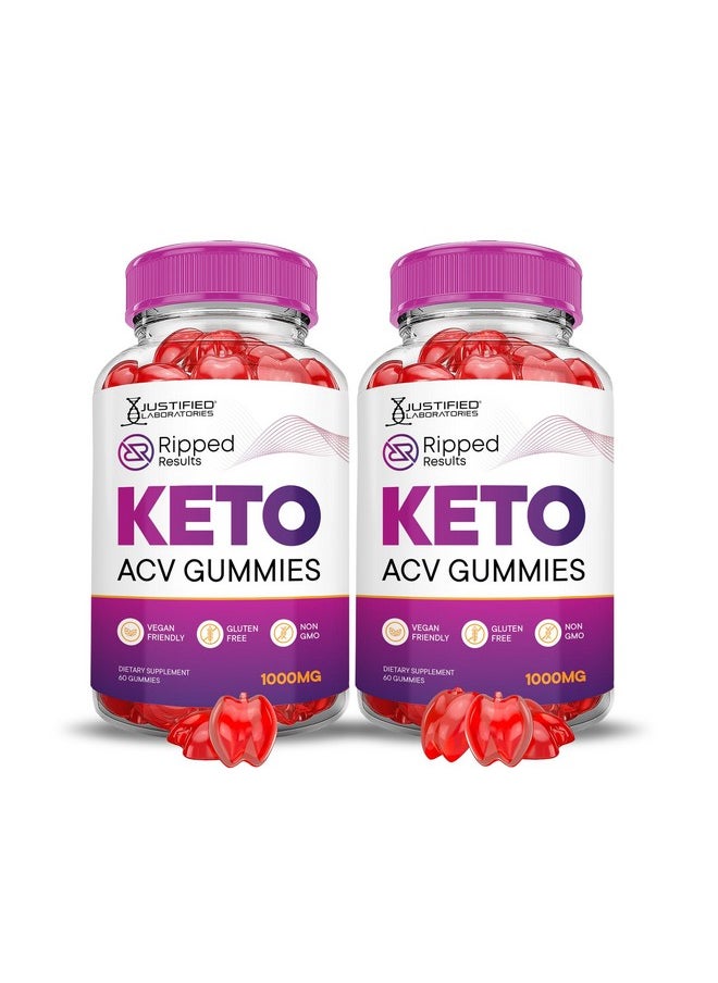 (2 Pack) Ripped Results Keto ACV Gummies Advanced Formula 1000MG Ripped Results Keto Gummies Apple Cider Vinegar Formulated with Pomegranate Beet Juice Powder B12 Vegan Non GMO 120 Gummys