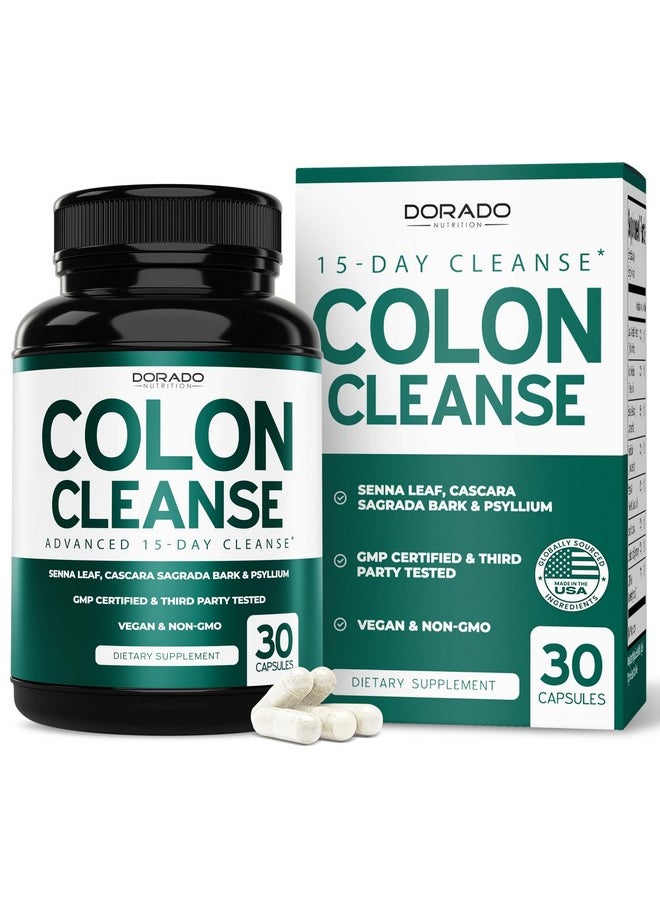 Colon Cleanse & Detox 15 Day Cleanse (30 Count) Intestinal Cleanse Pills & Probiotic for Gentle Laxative & Bowel Relief for Stomach Bloating & Gut Loss Support - Third Party Tested & Made in USA