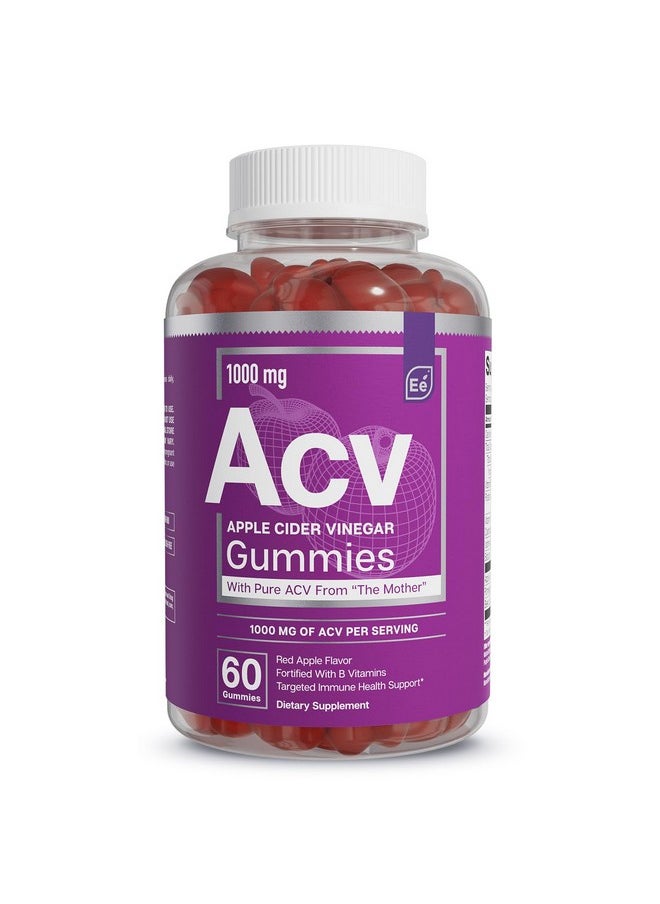 Essential Elements Apple Cider Vinegar Gummies from The Mother - Naturally-Sourced, Vegan ACV with Folic Acid and Vitamin B6 & B12 60 Count