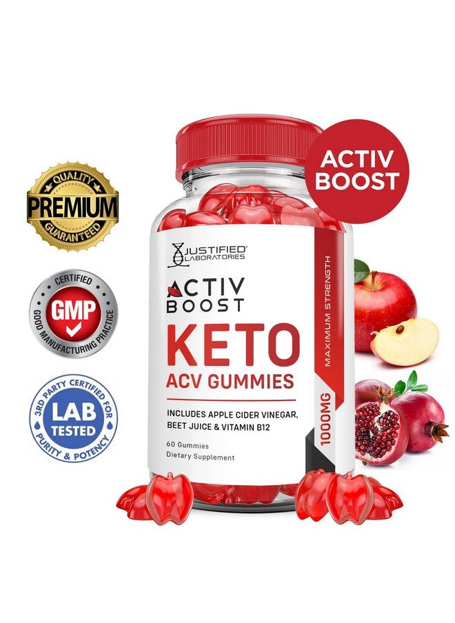 Activboost Keto ACV Gummies Advanced Formula 1000MG Active Boost Keto Gummies Apple Cider Vinegar Activ Boost Formulated with Pomegranate Beet Juice Powder B12 Vegan Non GMO 60 Gummys