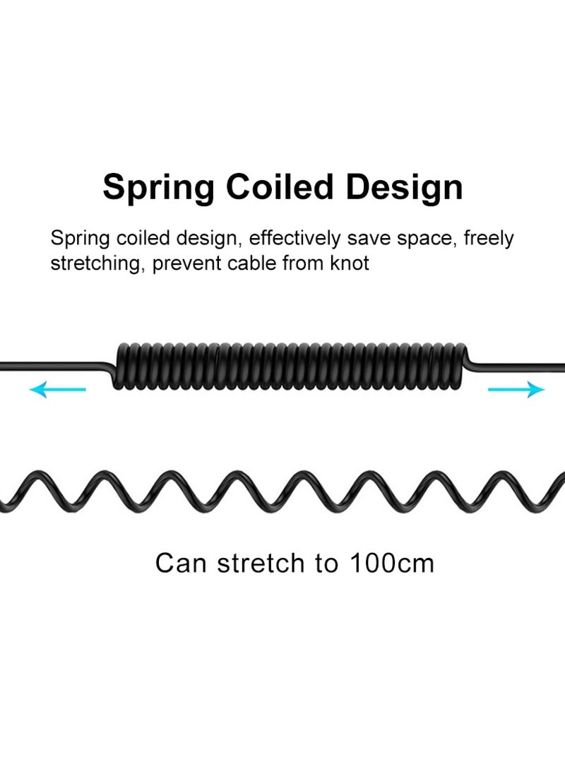 PULUZ 3.5mm TRRS Male to 8 Pin Male Live Microphone Audio Adapter Spring Coiled Cable for iPhone, Cable Stretching to 100cm