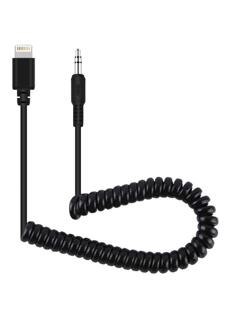 PULUZ 3.5mm TRRS Male to 8 Pin Male Live Microphone Audio Adapter Spring Coiled Cable for iPhone, Cable Stretching to 100cm