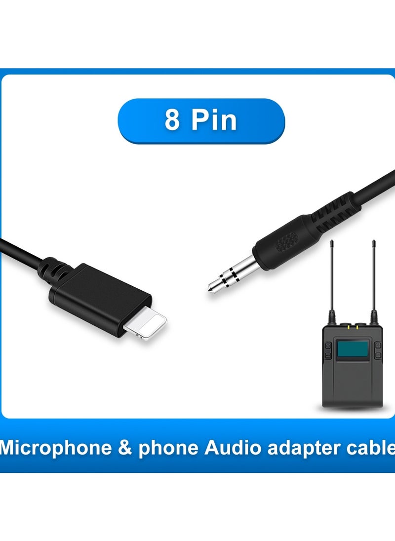 PULUZ 3.5mm TRRS Male to 8 Pin Male Live Microphone Audio Adapter Spring Coiled Cable for iPhone, Cable Stretching to 100cm